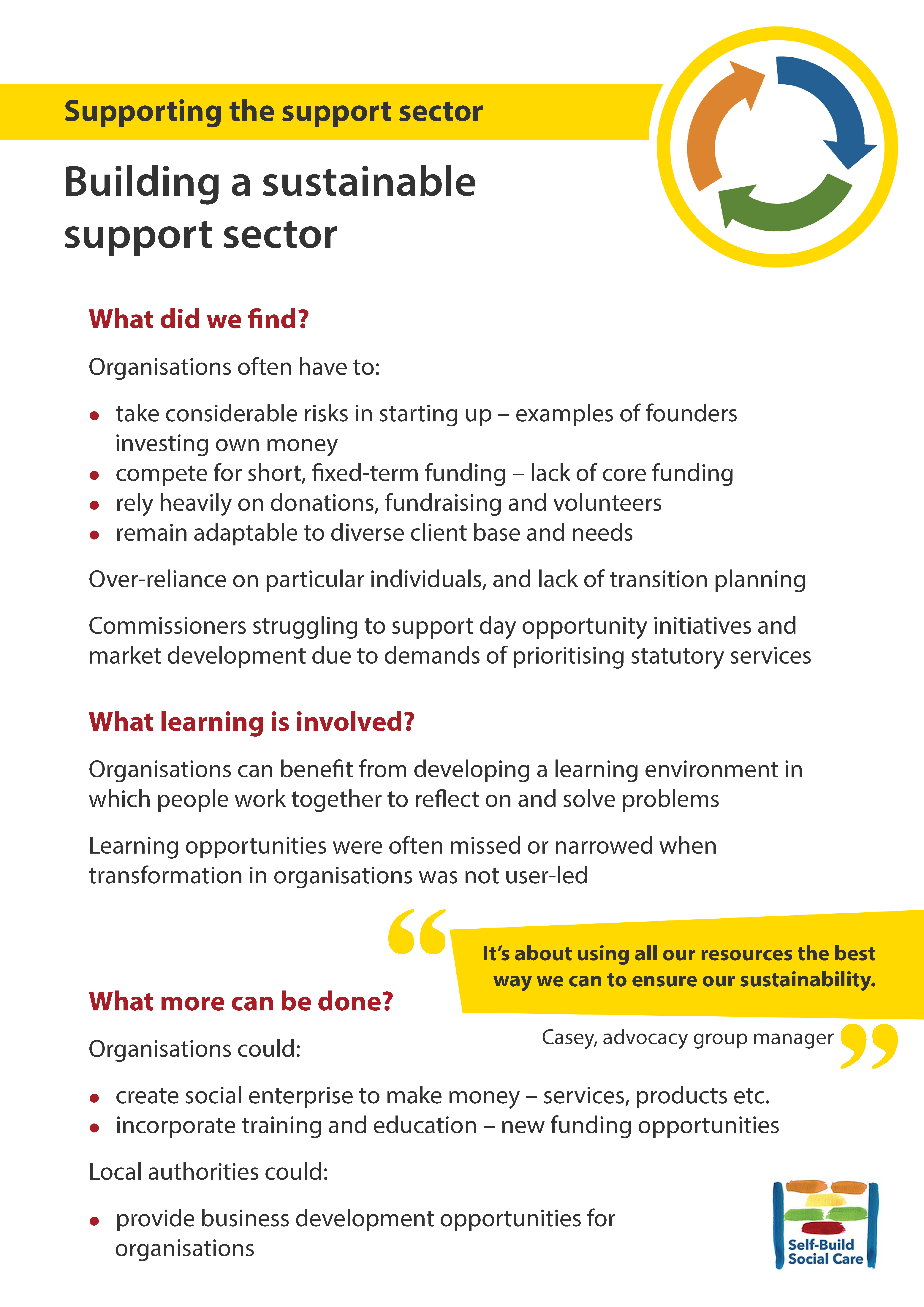 Building a sustainable support sector